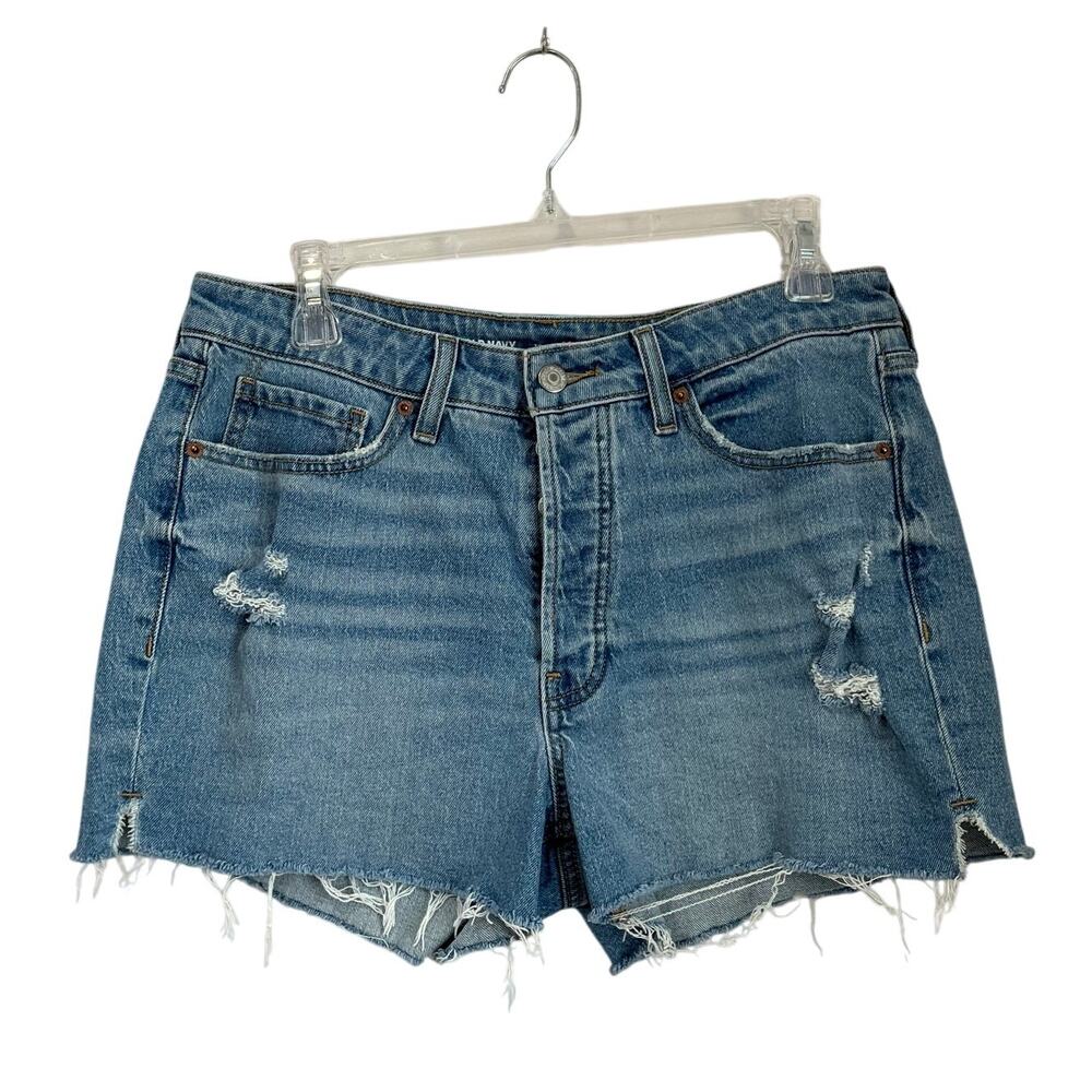 Old Navy High Rise OG Straight Secret Smooth Pockets Cut Off Denim Shorts Sz 12